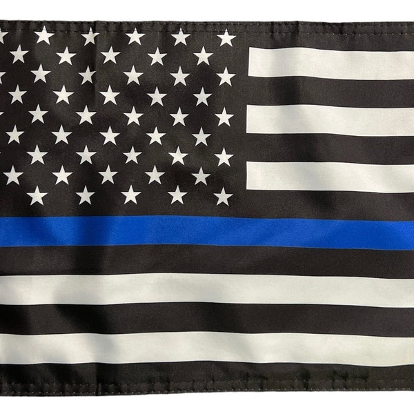 Small 12"X18" Thin Blue Line American Flag Police Law Boat Car Bike Kayak Window