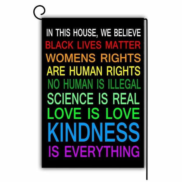 Garden Flag Double Sided 12"x18" House We Believe Black Lives Science Human Love