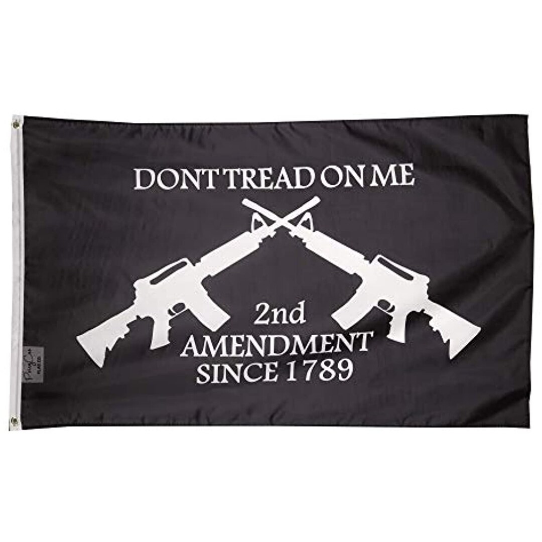 Trade Winds 3'x5' 2nd Amendment Don't Tread On Me Flag – Crossed Rifles, Black Guns – Polyester