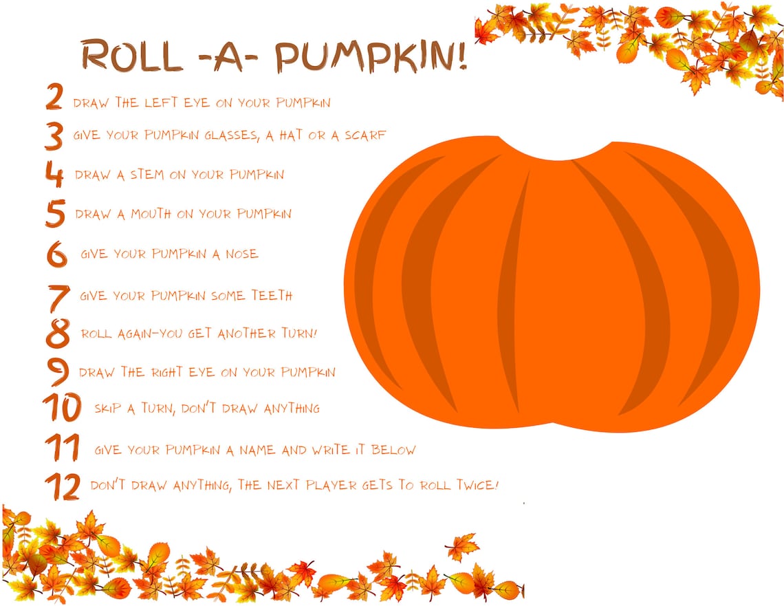 PRINTABLE Roll-a-pumpkin Kids Halloween Party Game - Etsy