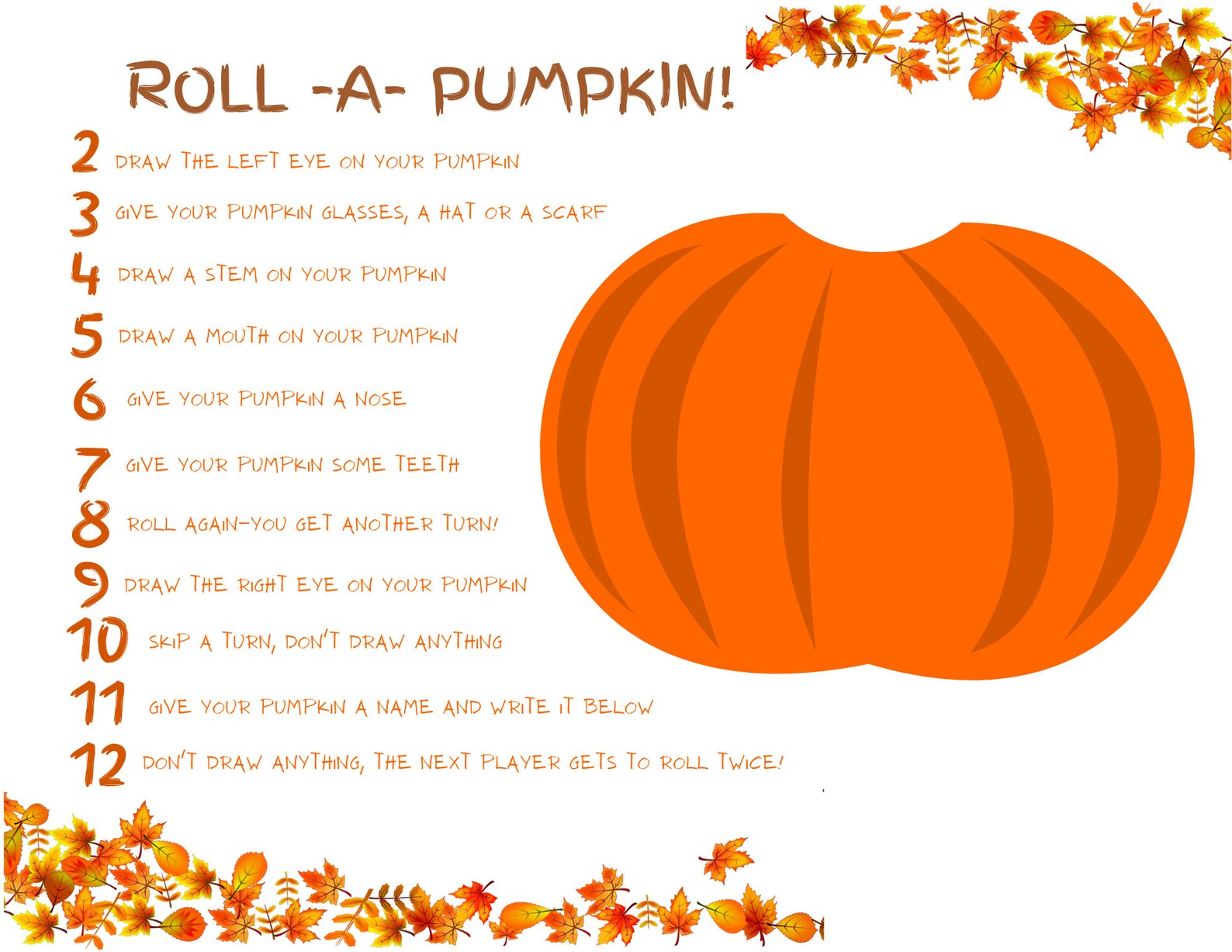 PRINTABLE Roll-a-pumpkin Kids Halloween Party Game - Etsy