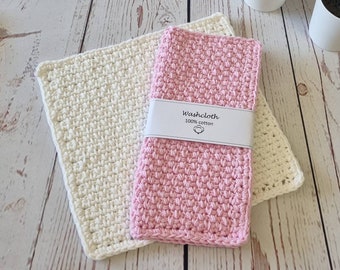 Crochet Washcloth / Facecloth / 100% Cotton / Eco Friendly Gift