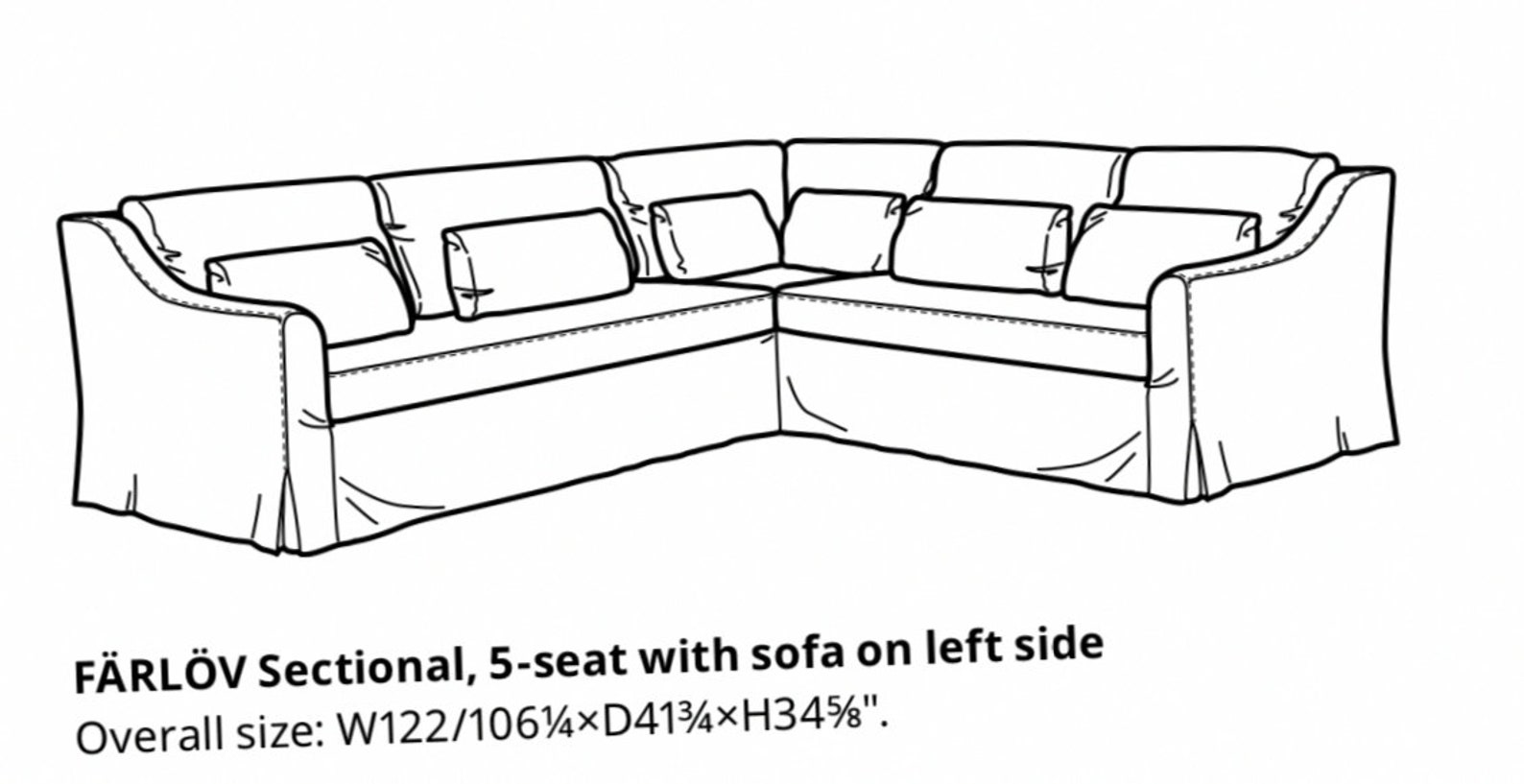 IKEA FARLOV Sectional Cover LEFT Configuration 5seat sofa Etsy