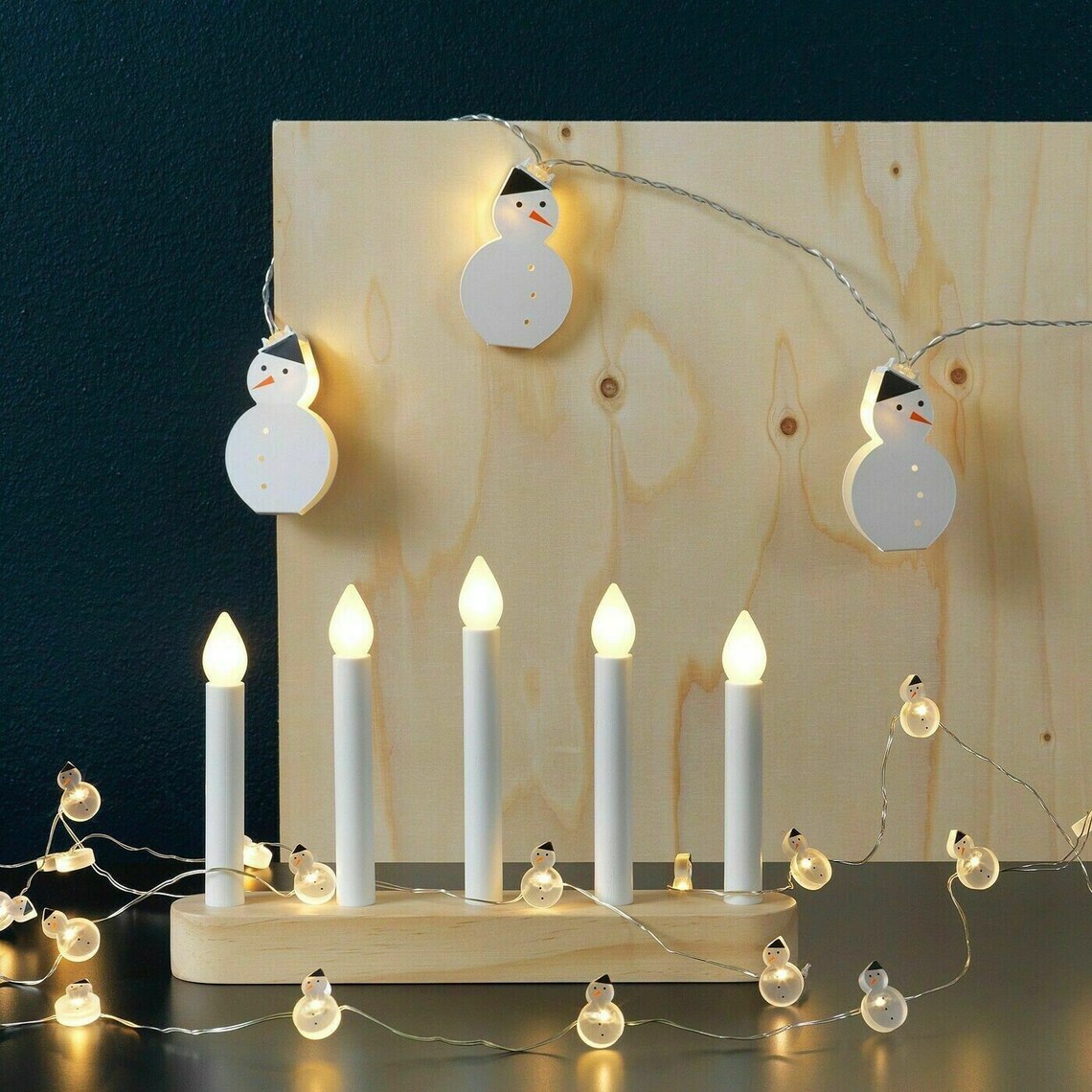 IKEA STRALA LED Candelabra Candles Light Solid Wood Base Etsy