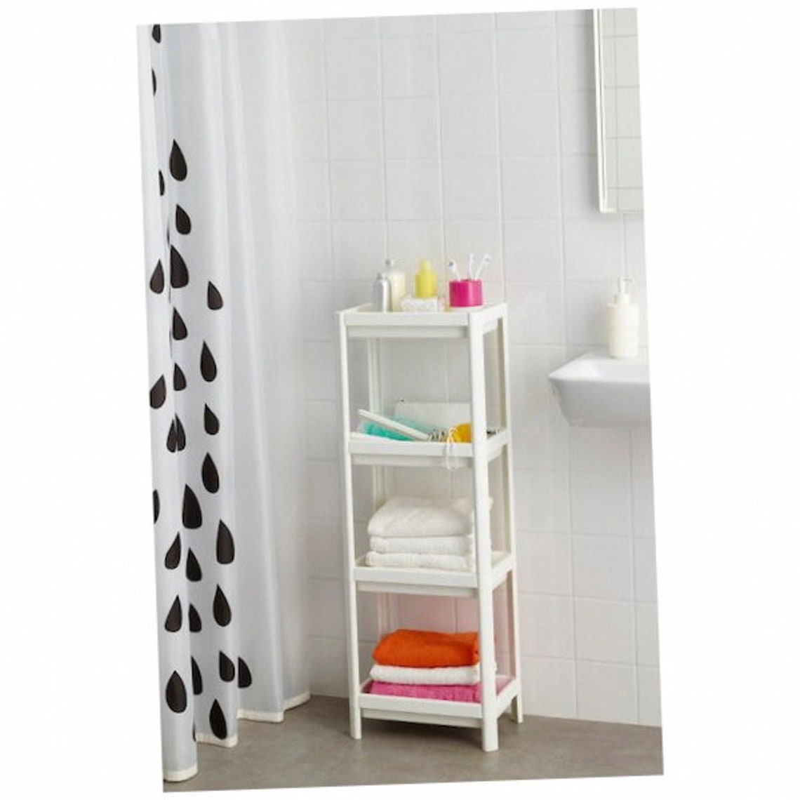 IKEA VESKEN Bathroom Shelf 14x9x39 White Toiletries Etsy