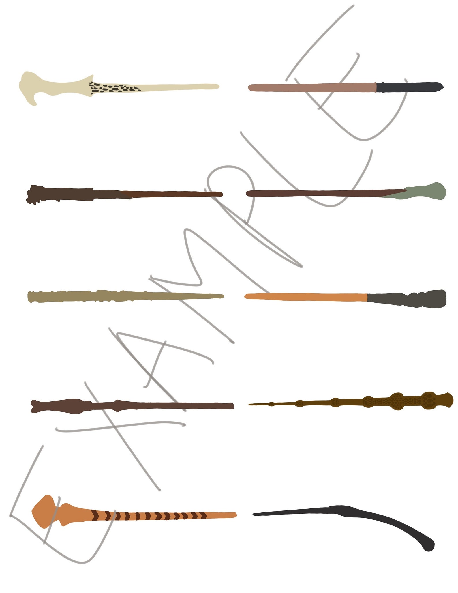 Harry Potter Wands Digital Download Stickers Etsy