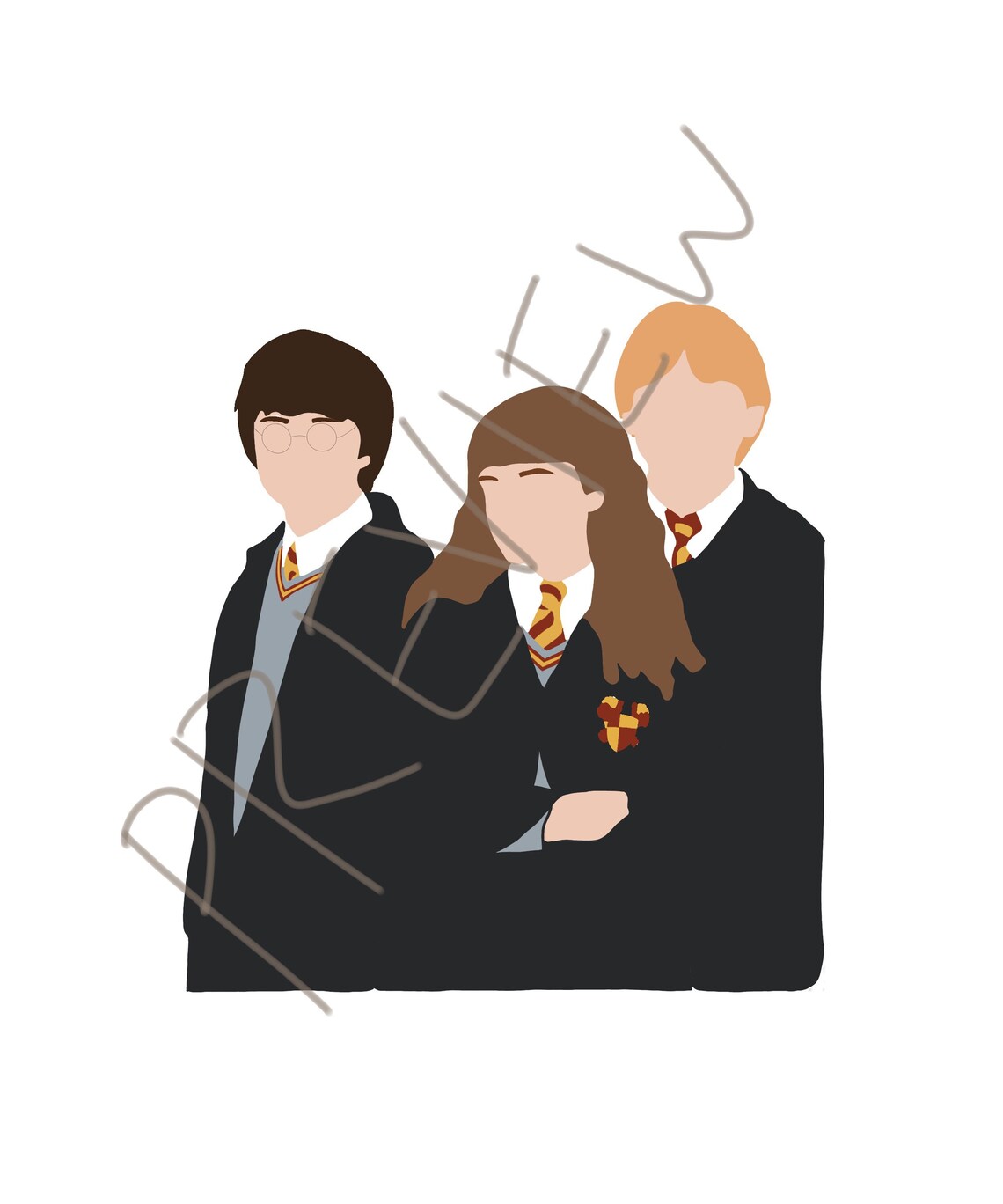 Harry Potter Golden Trio Digital Drawing Etsy