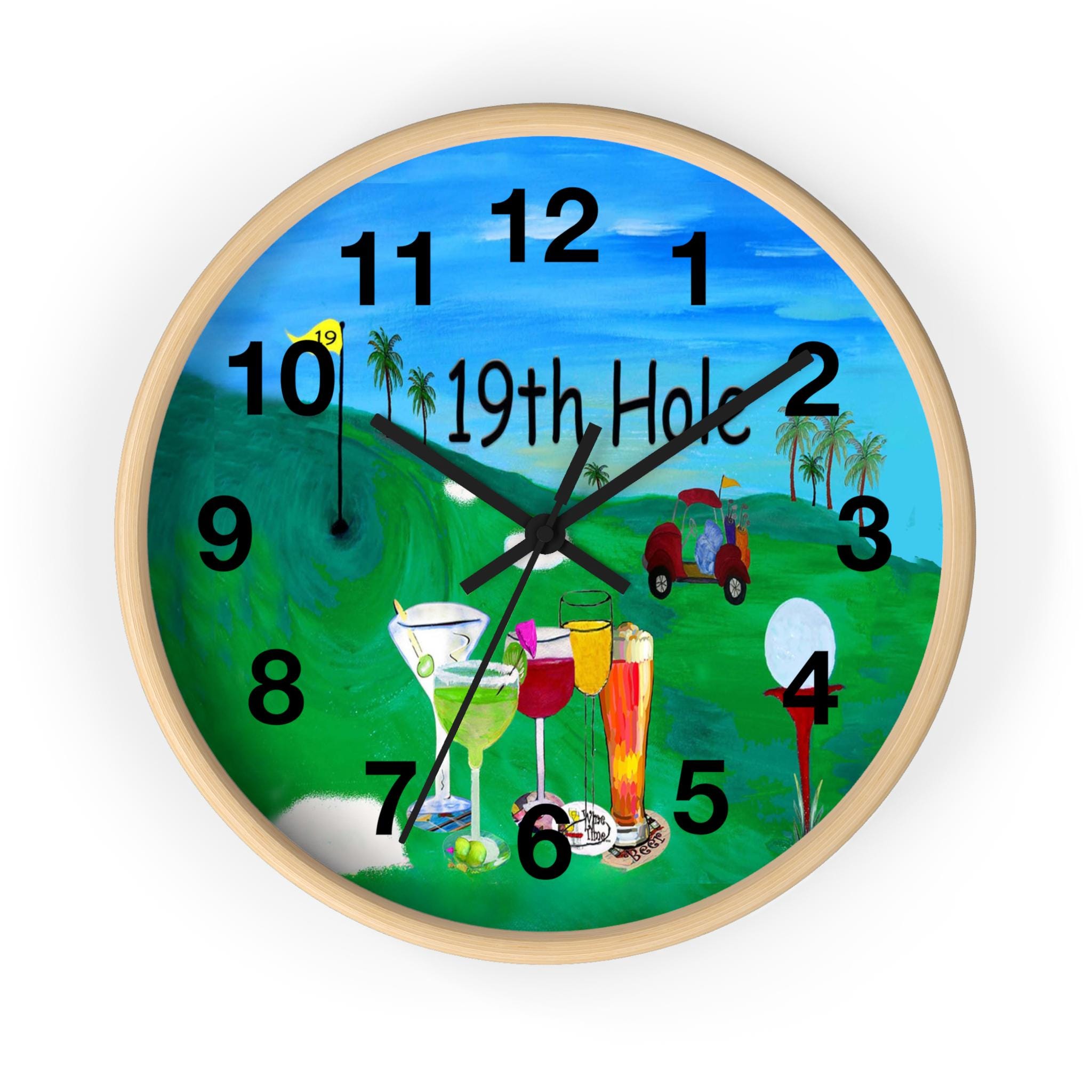 PGA ゴルフデザイン掛け時計 Golf 19th Hole Bar Wall Clock: Wooden Frame, 10 Inch - Etsy