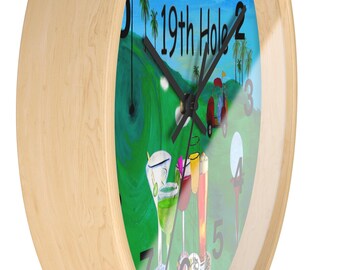 Golf 19th Hole Bar Wall Clock: Wooden Frame, 10 Inch - Etsy