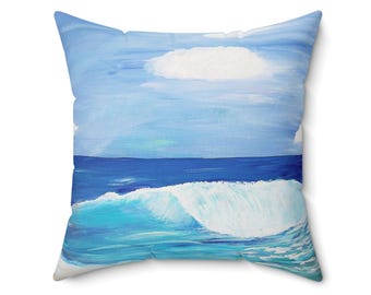 Surf Wave Throw Pillow: Coastal Beach House Decor