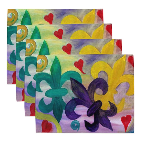 Mardi Gras fleur de lis table Placemat Set