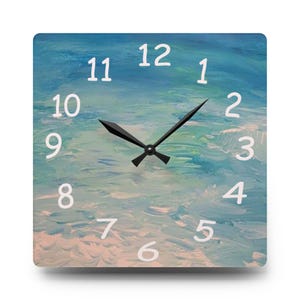 Clearwater beach house Wall Clock with my art. Beach wall clock is available round or square. Beautiful acrylic coastal home wall