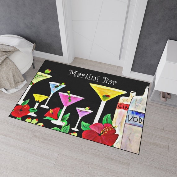 Martini Bar Cocktail Home Rug Floor Mat for Indoor or Outdoor With Non-skid  Backing of My Art. Martini Bar Floor Mat.martini Decor. 