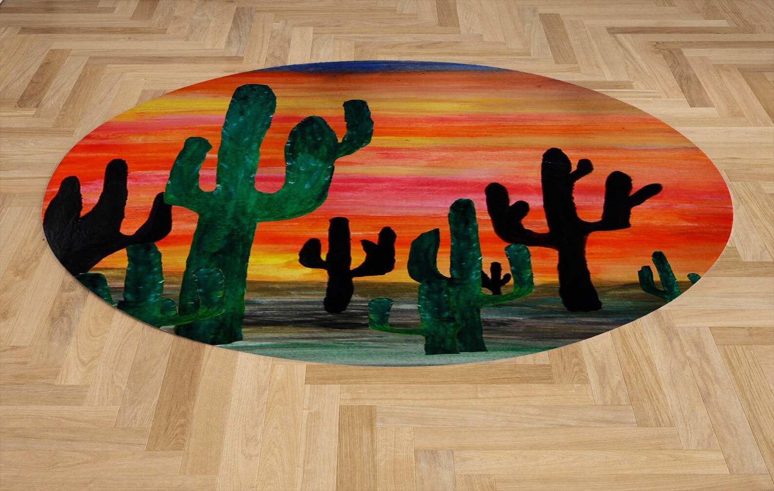 Desert Sunset Cactus Indoor Area Rugs of My Art. Available - Etsy