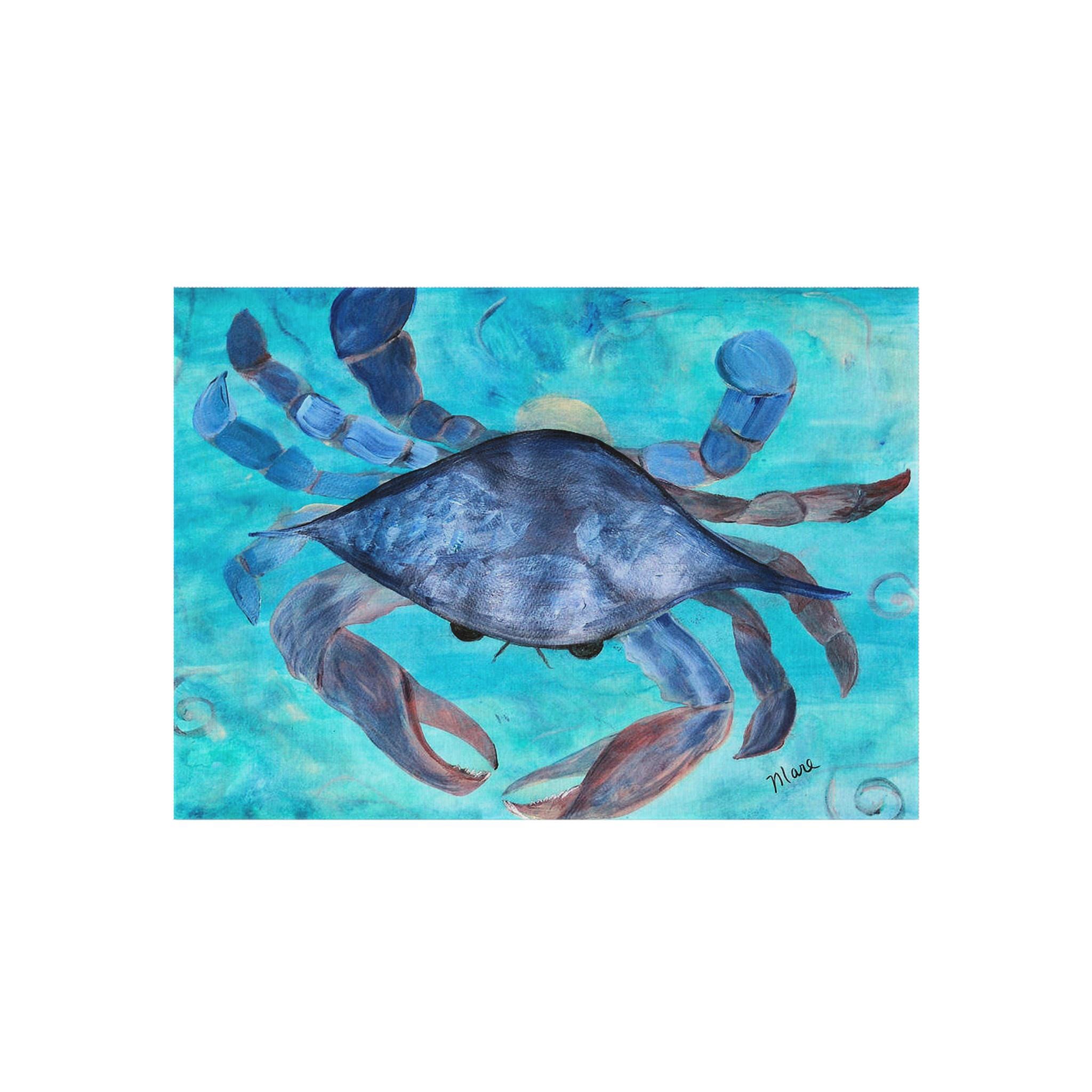 Blue Crab Beach Art Outdoor Rug | Coastal Nautical Patio Mat - Etsy