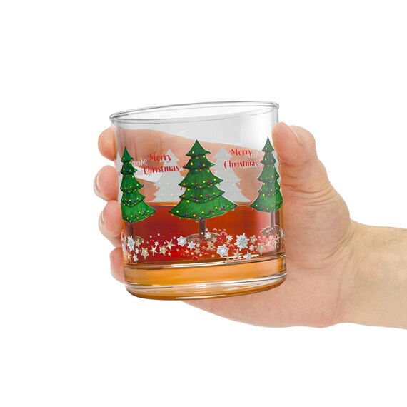 Christmas Tree Rocks Glass | 10oz Holiday Cocktail Glass - Etsy