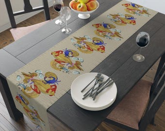 Cajun Fleur de Lis Zeevruchten Tafelloper – Bayou Kust Kunstprint