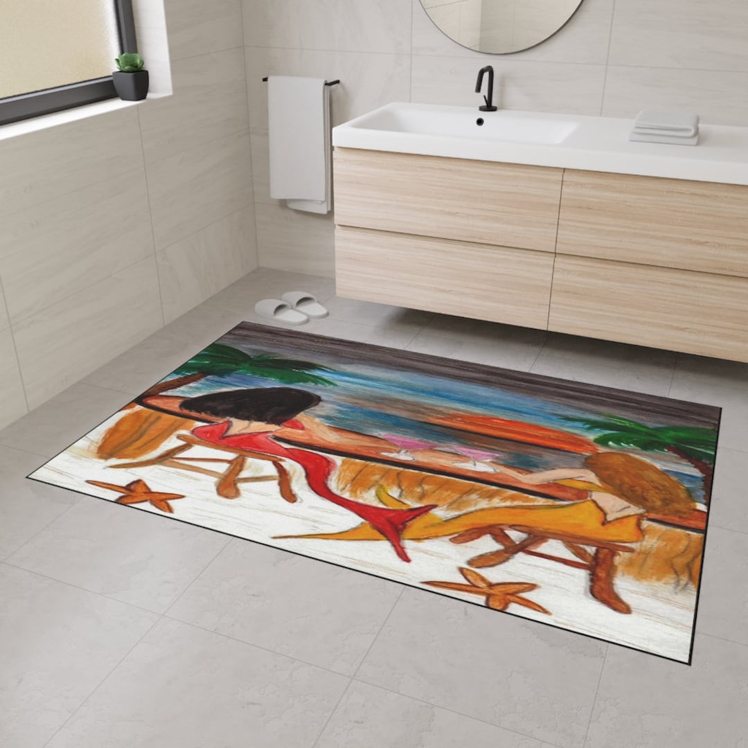 Martini Mermaids Tiki Bar Rug Floor Mat for Indoor or Outdoor With Non ...