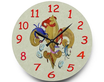 Cajun Fleur de Lis Wall Clock: Bayou Home Decor
