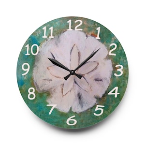Sanddollar Art Wall Clock: Coastal Beach Home Decor