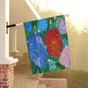Lebendige Blumengarten Banner, bunte Frühlingsdekor, Gartenschild im Freien, Housewarming Geschenk, Terrassendekoration, saisonaler Wohnakzent