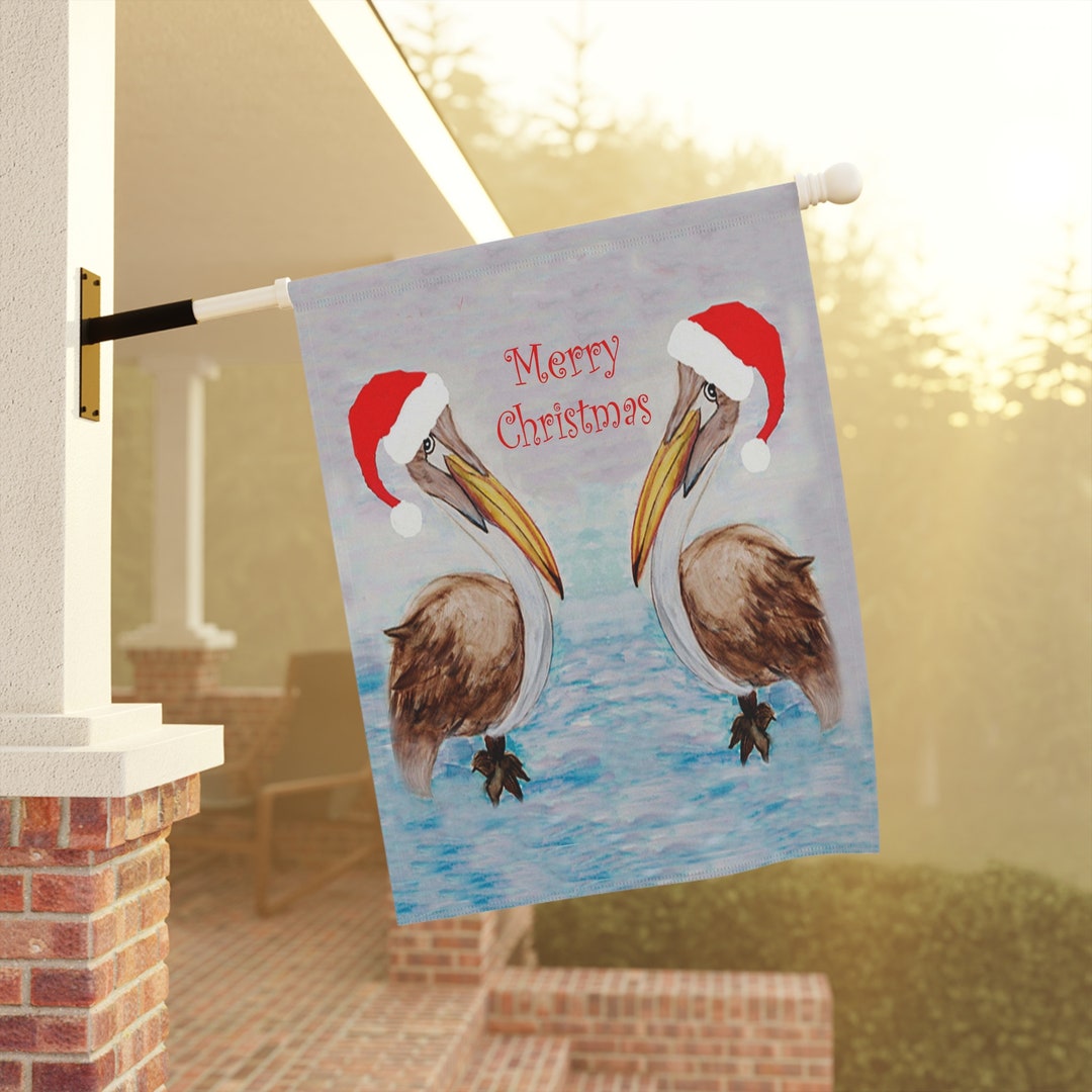 Santa Pelicans Christmas Outdoor Flag Holidays Garden Banner Flag With