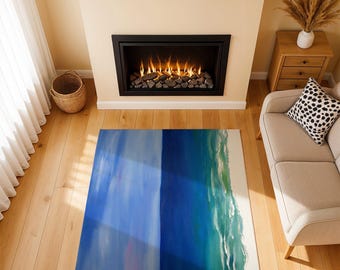 Nautical Chenille Rug: Coastal Beach House Decor