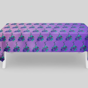 Manteles de vid morada / Estampado de frutas repetidas, decoración de cocina de viñedo