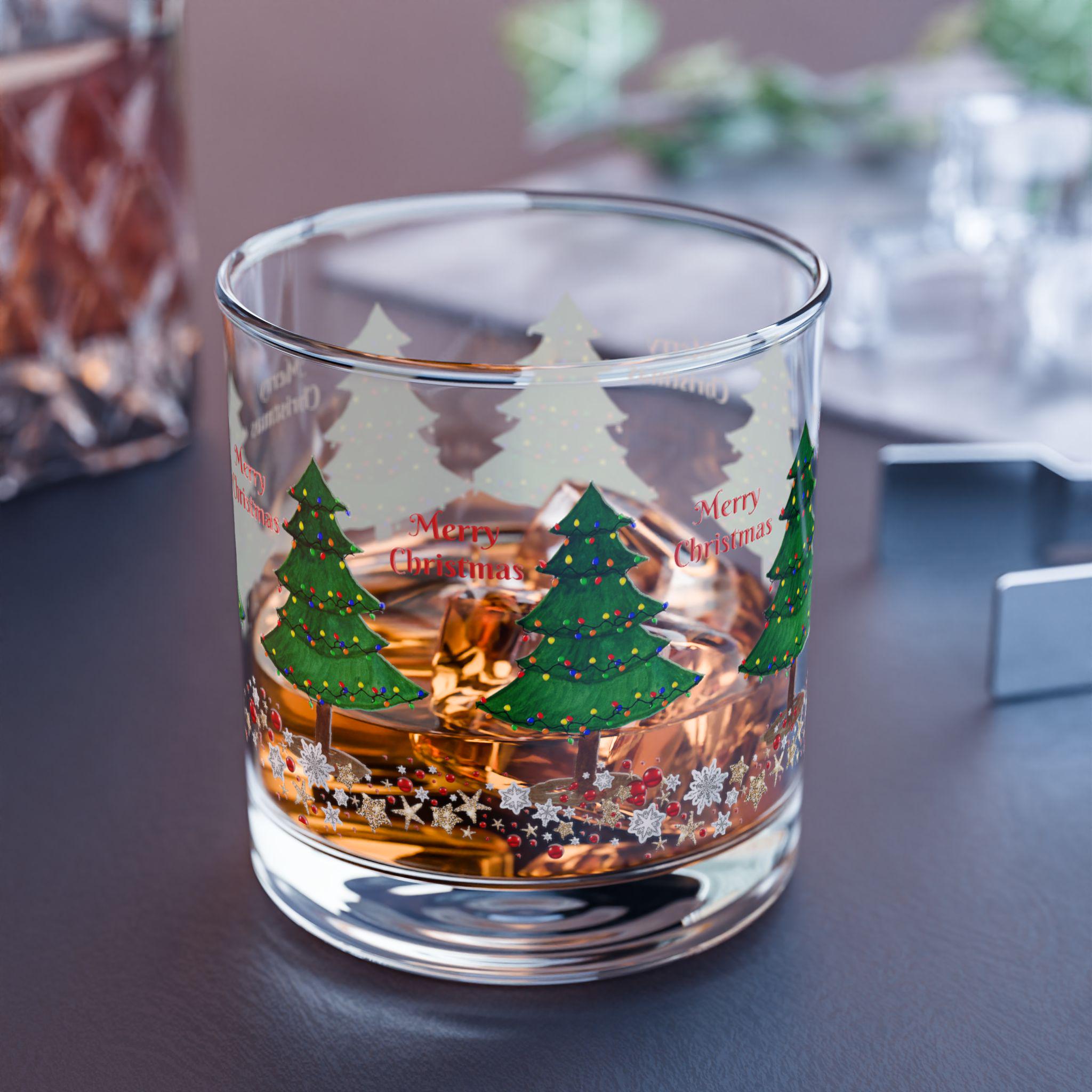 Christmas Tree Rocks Glass | 10oz Holiday Cocktail Glass - Etsy