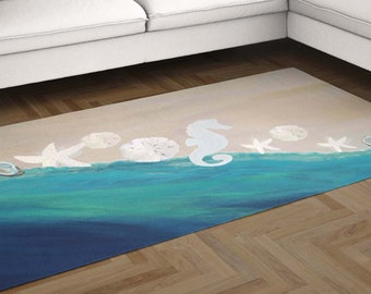 Gsypo Summer Indoor Modern Contemporary Area Rug Tropical Ocean Beach Sea Water Ultra Soft Non-Shedding Carpet Floor Mats Stain Resistant Living Room Bedroom Area Rugs Washable 2'x3' 
