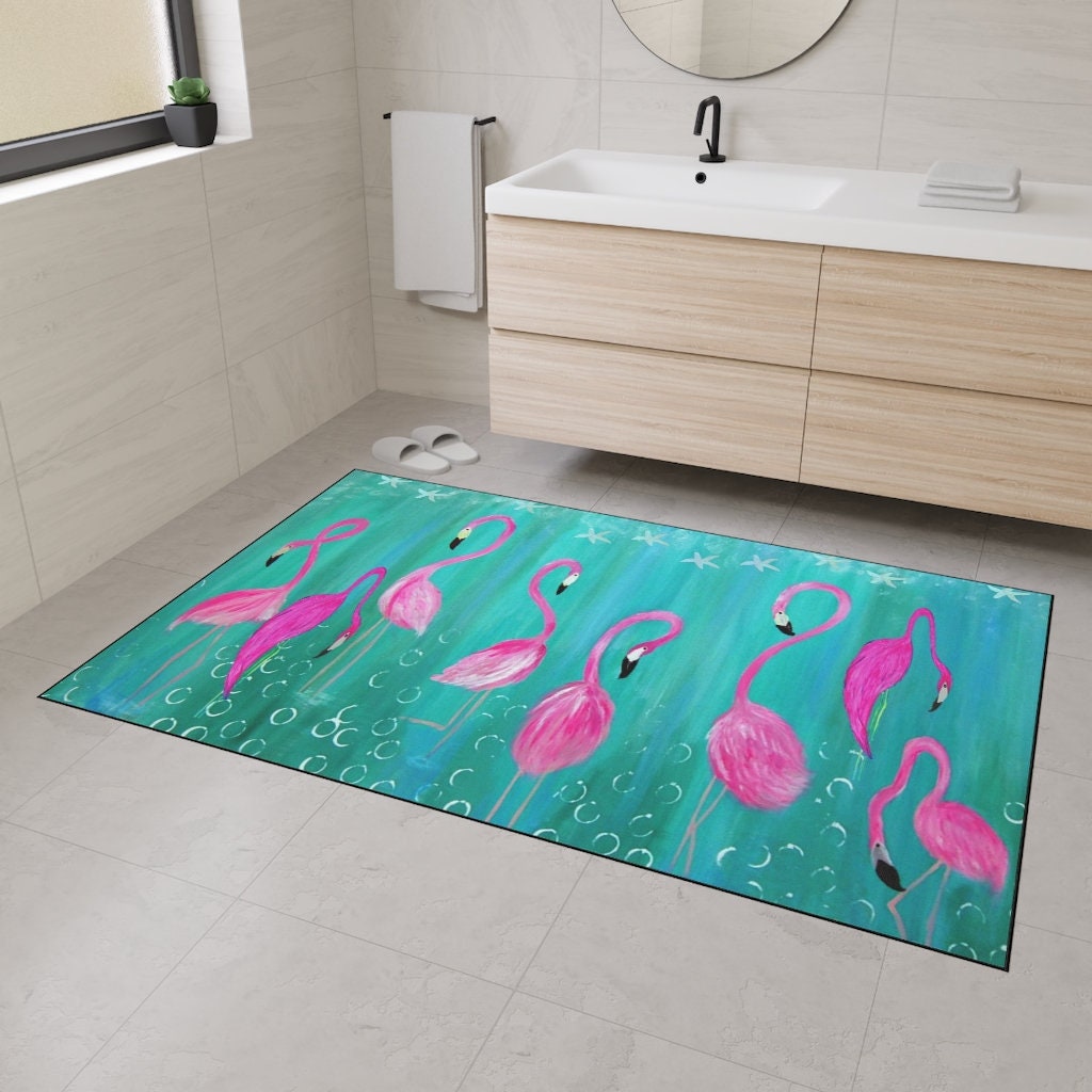 X 19.7 Pink Flamingo Exotic Birds,Anti-Slip Machine Washable Door Mat Home Decor Rug Bathroom Mats Thicken Playmat Multi-Purpose Floorcover 31.5 W Inch L 
