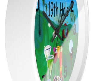 Golf 19th Hole Bar Wall Clock: Wooden Frame, 10 Inch - Etsy