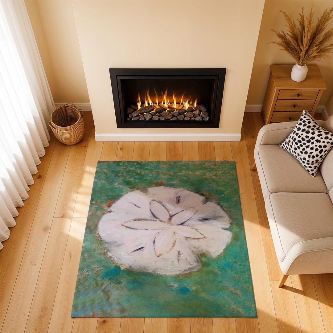 Shell Print Rugs Sand Dollar Sea Shell Coastal Design Indoor Area Rugs of My Art. - Etsy