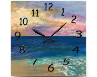 Serene Ocean Acrylic Wall Clock: Coastal Nautical Home Decor