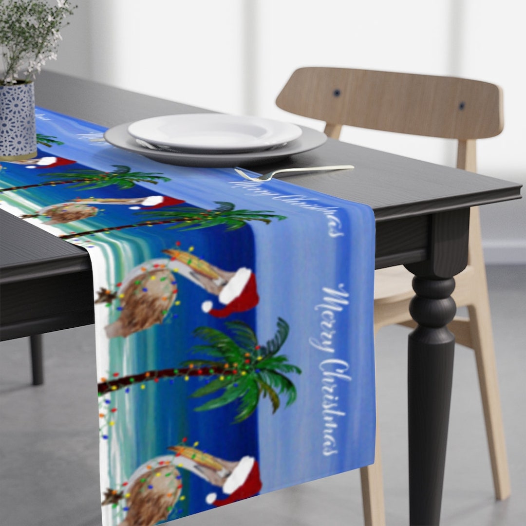 Christmas Santa Pelicans and Palm Trees With Holiday Lights Festive