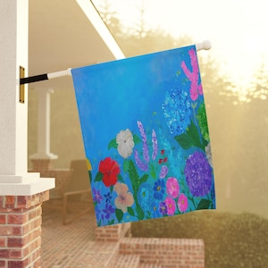 Garden Decor Flag, Floral Garden Banner, Outdoor Home Decor, Spring Decoration, Colorful Flower Sign