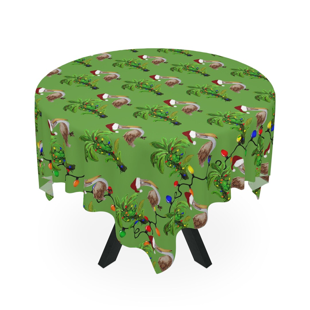 Christmas Santa Pelicans With Holiday Lights on Green Party Etsy