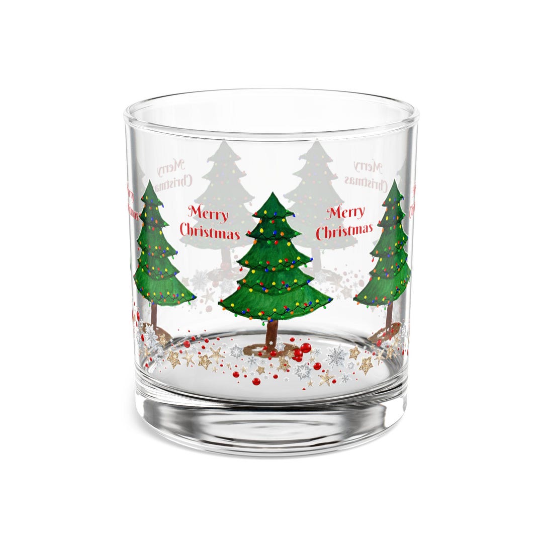 Christmas Tree Rocks Glass | 10oz Holiday Cocktail Glass - Etsy