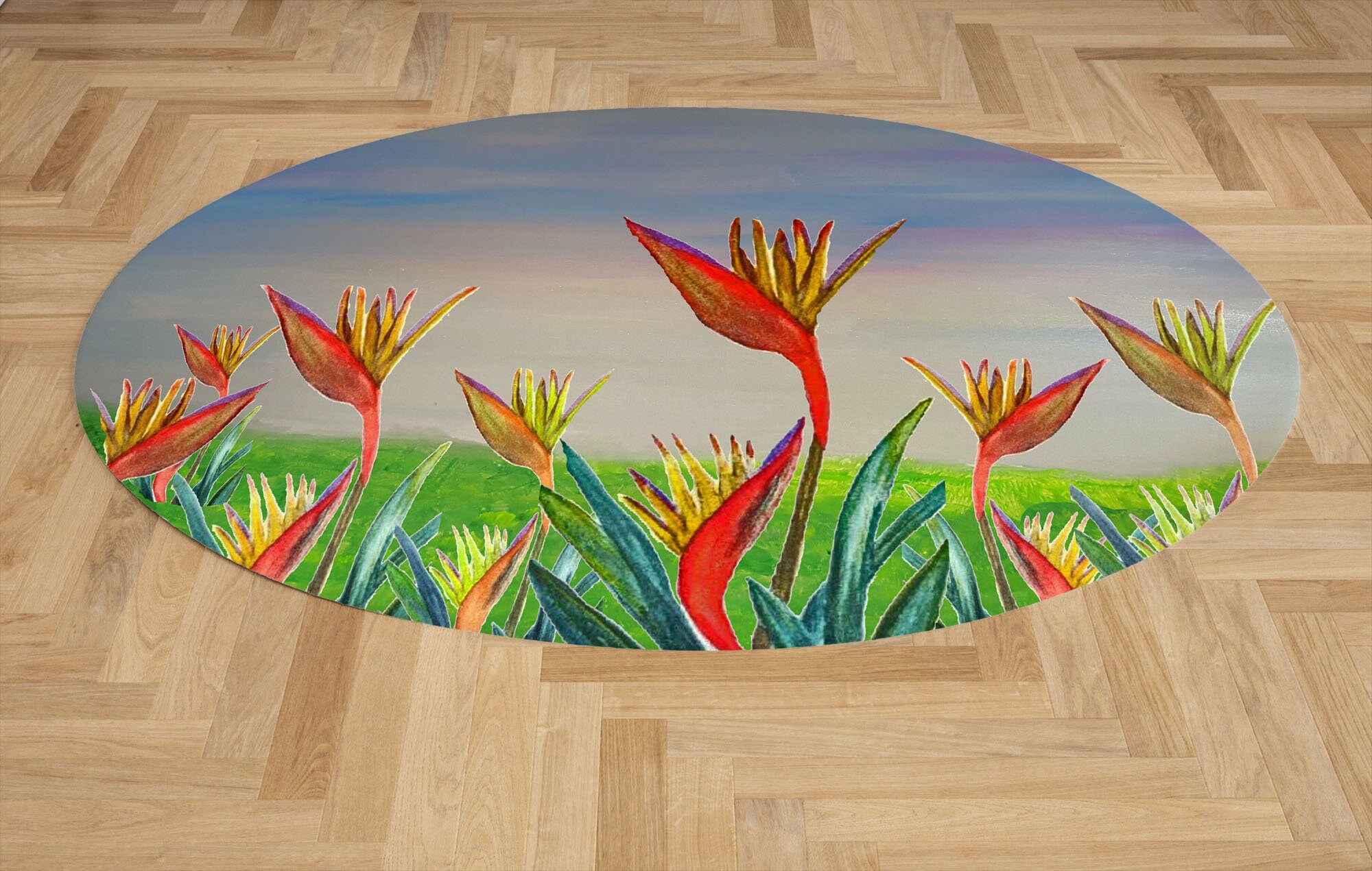 Bird of Paradise Tropical Colorful Floral Indoor Area Rugs Etsy UK