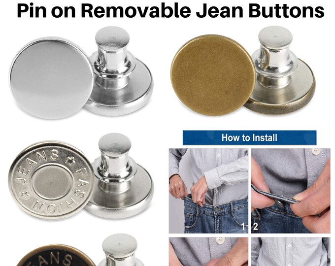 Jean Buttons 17mm Button Pins for Jeans No Sew Instant Button ...