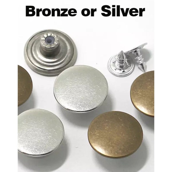 Jean Buttons with Rivets Choose from Bronze or Silver Color in Various Sets, No Sewing Required  FAST USA SHIP