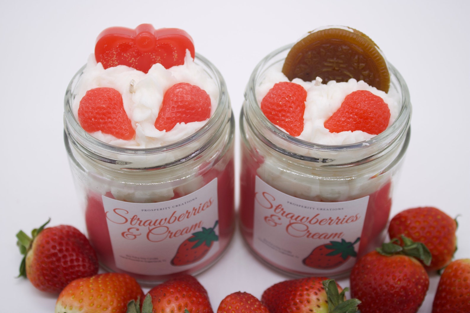 Strawberries and Cream Fragranced Candle Topped With a Etsy