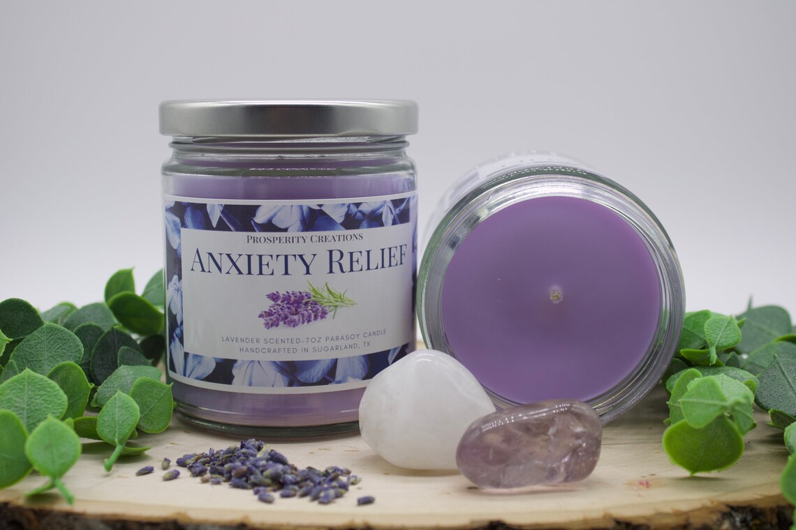 Anxiety relief lavender candle scented candle for Anxiety Etsy