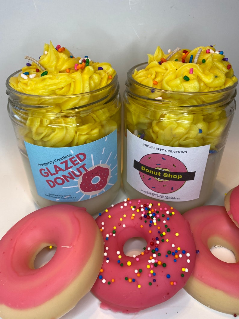 Large Glazed Donut Candle Donut Shop Gift Highly Scented Etsy