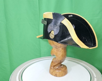 Royal Navy Bicorne pu leather with Golden Trim-British Cocked Hat - Admiral Bicorne