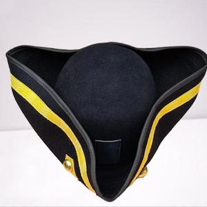The TRICORNE 18th CENTURY Army Military Tricorn Hat 100% Wool Felt hat Hand Made