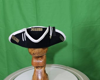 Sombrero militar de tres picos de fieltro de piel de la Guerra de la Independencia con ribete de lana peinada blanca cosido a mano