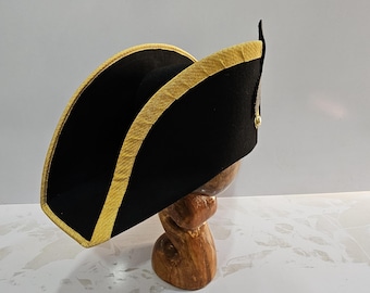 Royal Navy Bicorne With Black and Gold Trim - British Cocked