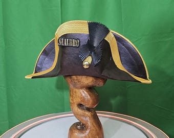 Royal Navy Bicorne pu leather with Golden Trim-British Cocked Hat - Admiral Bicorne