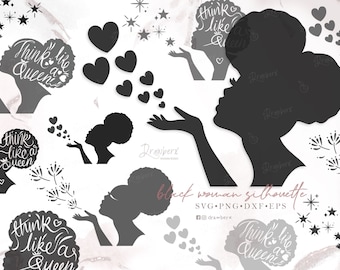 Black Women Silhouette Svg / Black Girl svg / Black Woman blowing heart / afro woman, curly hair / svg cut files / Download